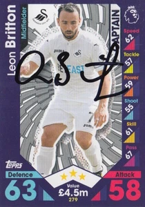 LEON BRITTON HANDSIGNIERTE SWANSEA CITY MATCH ATTAX KARTE 16/17. - Bild 1 von 1