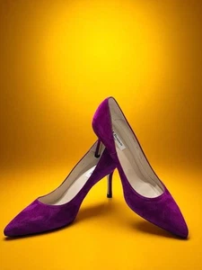 L.K. Bennett Floret Bright Burgundy Suede Pointed Toe Courts EU-38 US-8 MRP $345 - Picture 1 of 19