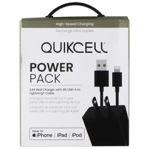 Quikcell Power Pack 2.4A Wall Charger with 4Ft USB-A to  8-Pin Cable - Picture 1 of 2