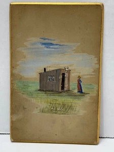 Small Watercolor Gouache on Board Dated 1883 for Alice J Cutright Kaine - Picture 1 of 11