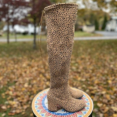 Женские леопардовые сапоги на каблуке Pierre Dumas Takeoff 2 размер 7 выше колена - Изображение 1 из 4