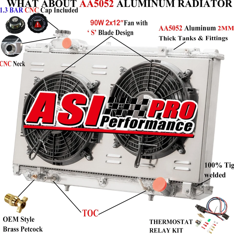 3 Row Radiator + Shroud Fan For 98-05 Toyota Aristo JZS161 LEXUS GS300 /GS400,US Foto 1 de 4