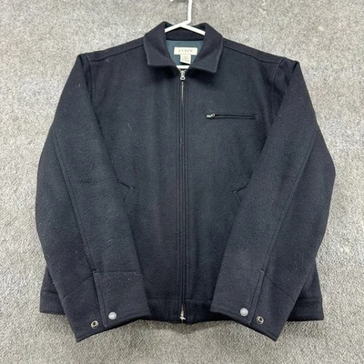 VINTAGE J Crew Jacket Men L Black Bomber Wool Quilted Detroit Workwear Style 90s - Image 1 of 4