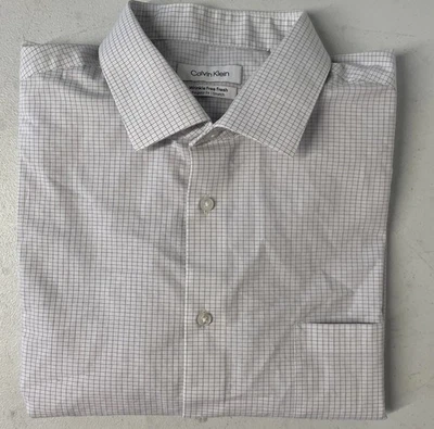 CALVIN KLEIN мужчин морщин бесплатный эластичной платье рубашка обычный XL 17-17,5 34/35 белый - Изображение 1 из 4