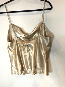 Zara Woman Metallic Gold Struktur Satin Top Gr. L - Neu mit Etikett - Bild 1 von 5