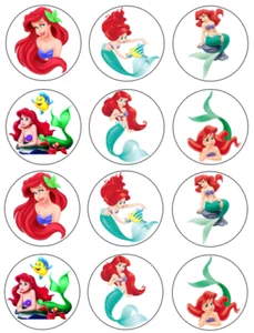 12 x The Little Mermaid Ariel Edible Cupcake Toppers Image Birthday Party - Picture 1 of 1