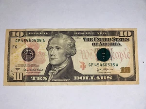 Billete de error de 10 dólares de la Reserva Federal 2004 moneda Atlanta sobre sello federal entintado - Imagen 1 de 2