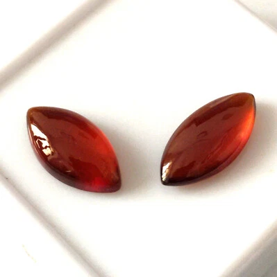 8X16 mm Marquise Cut Natural Hessonite Garnet Cabochon Calibrated Stone 2 Pieces - Image 1 of 4