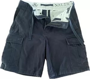 VINTAGE 32” NAUTICA HEAVYWEIGHT CARGO SHORTS NAVY BLUE 2008 WITH DRAWSTRING - Picture 1 of 10