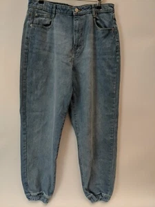 Missguided Jogger Denim Hem Mom Jeans Blue Size 16 **** V318