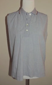 WOMEN'S ELANDALE BLUE CHECK COTTON BLEND 2 PIECE BLOUSE/SHORT GOLF SET SIZE MED - Picture 1 of 9