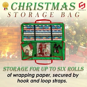 Weihnachten Xmas Geschenkpapier Aufbewahrungstasche Geschenkpapier Dekoration Ordnung Organizer  - Bild 1 von 10