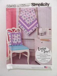 Simplicity- 9410 - Quilted Blanket 53" x 38" & 18" Pillow, Learn to Sew NEW UC - Picture 1 of 3