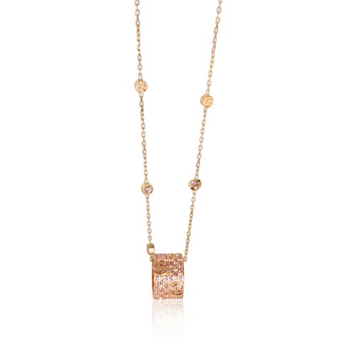Collana Gucci In Zaffiro Icona Stardust Con Zaffiri Rosa In Oro Rosa 18K