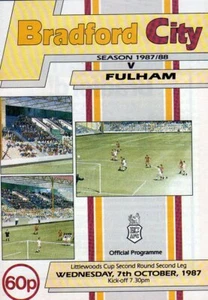 BRADFORD CITY V FULHAM 7/10/1987 Littlewoods cup PROGRAMME - Picture 1 of 1