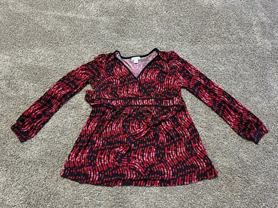 Motherhood Maternity Top Shirt Size Large Red Dots Stretch - 7010 - Image 1 of 4