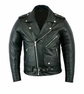 Herren Marlon Brando Vintage Motorrad Classic Biker schwarz Echtleder Jacke - Bild 1 von 6