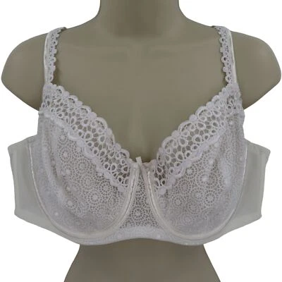 Sujetador Cacique 42C Estilo 000702 Blanco Sin Forro Con Aros Bordado Lazo de Encaje NUEVO Foto 1 de 4