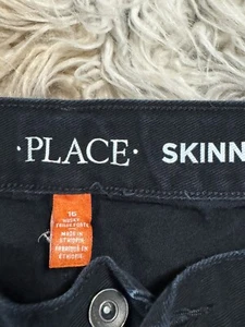 The Childrens Place Boys 16 Husky Jeans Skinny Black Wash Stretch - Picture 1 of 3
