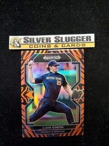 2022 Liam Simon Panini Prizm Draft Picks Baseball Tiger Stripe /99 Notre Dame