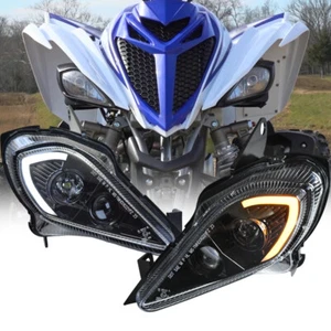 Pair LED Headlights Set Head Lamps for YAMAHA YFZ 450 RAPTOR 700 700R 2006-2025 - Picture 1 of 11