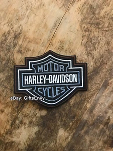 4x3.875 Bügelbild bestickt Motor Harley Davidson Cycles schwarz/weiß Applikation Patch - Bild 1 von 6