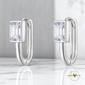 ORECCHINI DONNA OVALI  IN ARGENTO 925 ZIRCONI BIANCHI  VINCENT PAUL - Foto 1 di 5