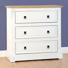 Corona 3 Drawer Chest in Pine and White