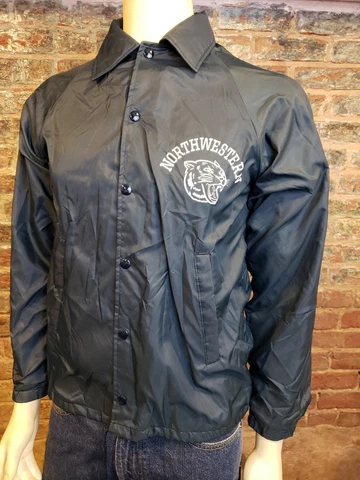 Vtg Northwestern University Jacket Mens S Blue Snap Up Nylon Hartwell Cover