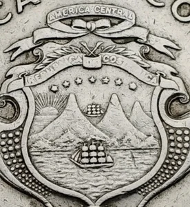 Costa Rica 2 Colones 1970. KM#187.2. Two Dollars coin. Philadelphia Mint.  - Picture 1 of 8