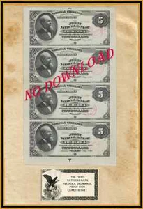 COPY 1900 Proof $5  The First  National Bank Frederica  Delaware #5421 - Picture 1 of 1