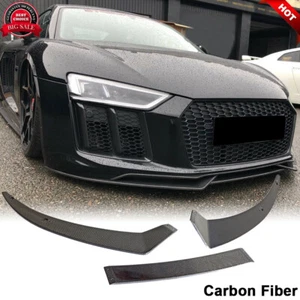Se adapta a Audi R8 V10 Gen 2 2016-2018 FIBRA DE CARBONO REAL parachoques delantero alerón labial 3 piezas - Imagen 1 de 12