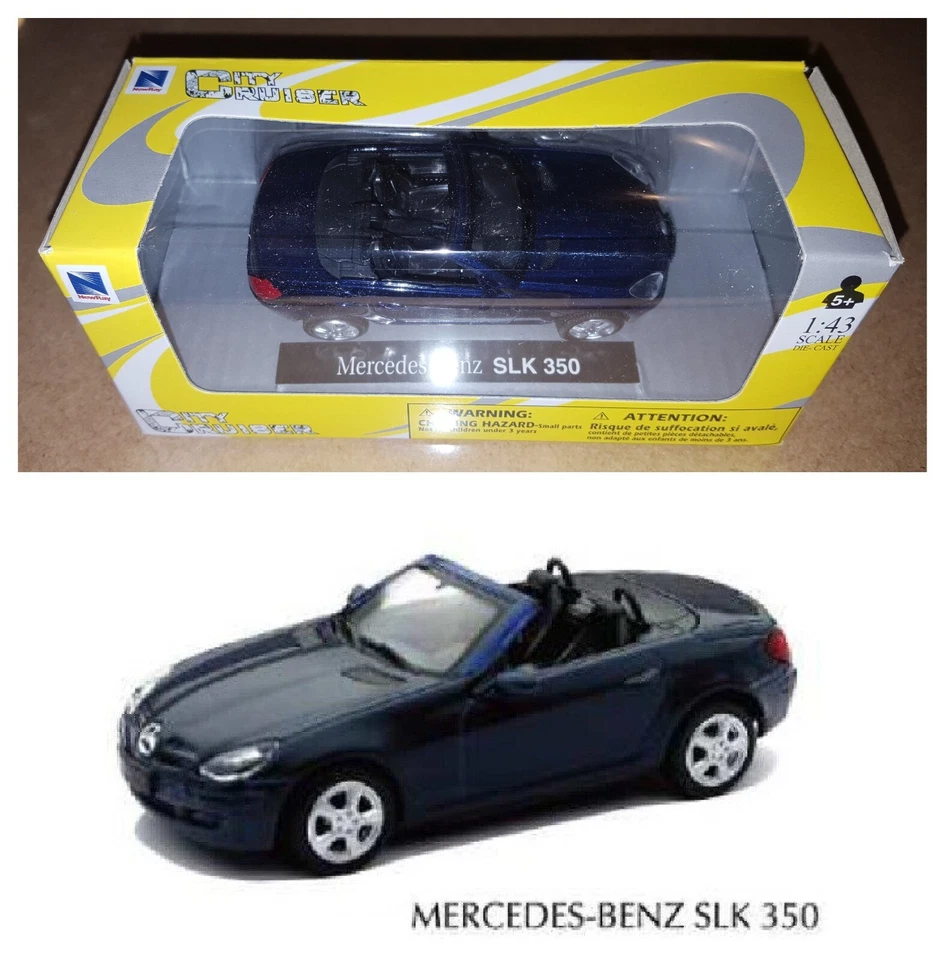 Mercedes Benz SLK 350 blu scura modello NEW RAY 1:43 City Cruiser die cast metal - Immagine 1 di 1