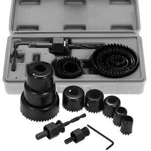 11PCS HOLE SAW CUTTER SET Round/Circular Drill Cutting Case Kit Metal/Alloy/Wood - Picture 1 of 11