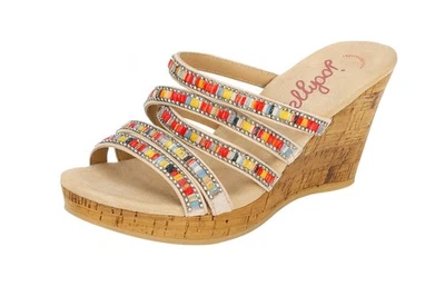Sandalias de cuña de corcho de espuma viscoelástica Jellypop para mujer 7M multicolor con tiras estrás Foto 1 de 4