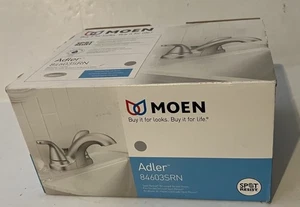 NEW MOEN 84603SRN Adler Bathroom Faucet BrushedNickel W/Drain&Lift Rod B258 - Picture 1 of 3