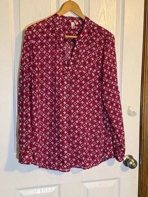 Kut From The Kloth Sheer Print Magenta Blouse Medium - Image 1 of 4