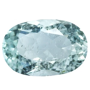 1.83 Ct Tremendous Oval 9.9 x 6.5 MM 100% Natural Aqua Blue Brazil Aquamarine - Foto 1 di 5