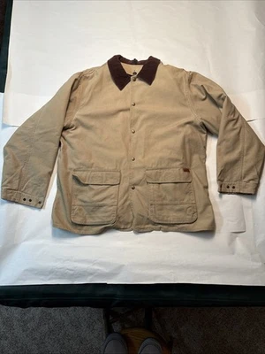 Woolrich Jacket Mens XL Tan Duck Canvas Barn Coat Plaid Wool Lined Made In USA - Image 1 of 4