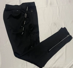 Nike Black Track Pants Joggers Mens Size Medium Elastic Waist Dri-Fit Zippers - Picture 1 of 18