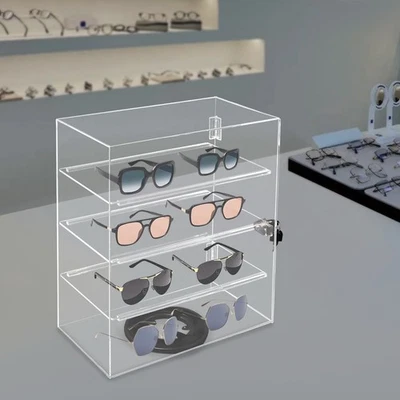 4-Tier Acrylic Display Case Clear Showcase Rotating Storage Shelf Tabletop - Image 1 of 4