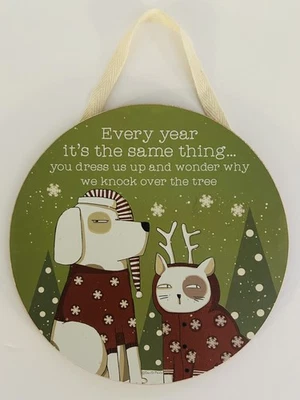 Primitives by Kathy Dog & Cat Rustic Farmhouse Christmas Decor Wall Hanging Sign - Image 1 of 2