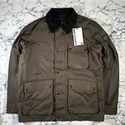 BELSTAFF мужской темно земли вощеная наклонная куртка размер большой с ЯРЛЫКАМИ подлинный коричневый - Изображение 1 из 4