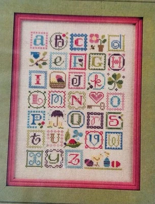 New Lizzie Kate SPRING ALPHABET W/EMBELLISHMENTS Cross Stitch Pattern Chart - Image 1 of 4
