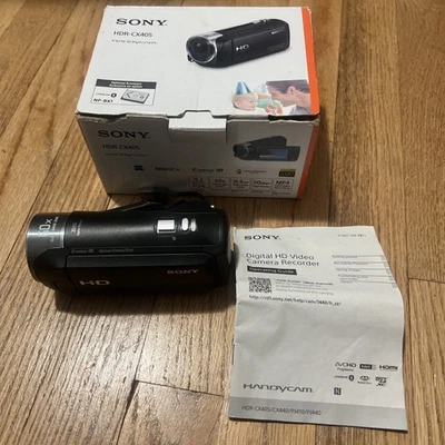 Sony HDR-CX405 Handycam 60X Full HD Camcorder Box Battery 32GB Flash Card Works - Image 1 of 4