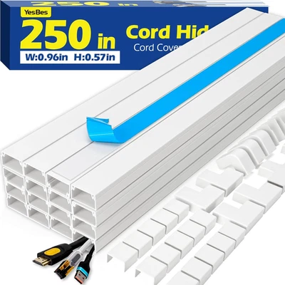 250In Cord Hider Kit, Cord Covers for Wires on Wall, Paintable Cable Raceway, Co - Image 1 of 4