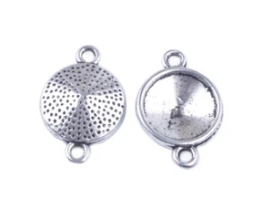 Jewelry Making 20PCS/40Pcs Metal 14mm Rivoli Hammered Round Settings Links - Picture 1 of 2