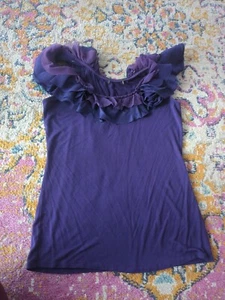  Top Damen Gr. M Rüschen Schulterfrei Bluse Lila Hübsch, Weich  - Bild 1 von 5