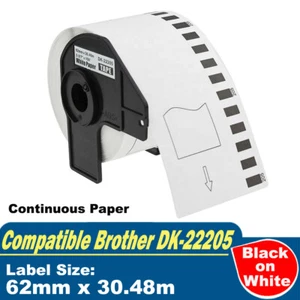 Compatible Continuous Label Roll for Brother DK22205 QL-570 QL-700 62mm x 30.48m - Picture 1 of 1