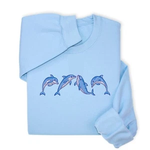 Dolphins Embroidered Hoodie & Sweatshirt, Ocean Wildlife Gift - Picture 1 of 50